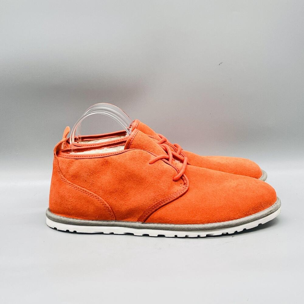UGG Boots Mens 9 Orange Suede Wool Lined Chukka Casual Sneakers Neumel Shoes